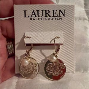 Lauren Ralph Lauren Gold and Pearl Drop Earrings